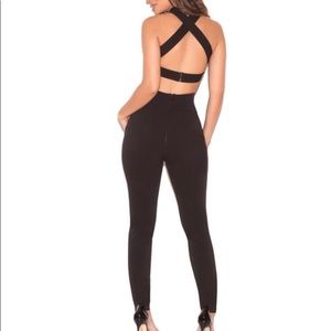 House of CB London Chiarina Bib Front Jumpsuit Black Small